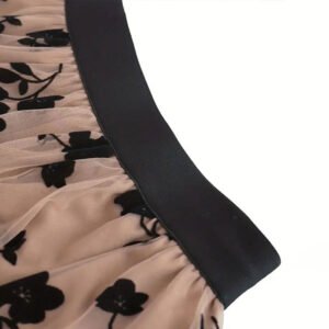 Women's spring skirt flocking mesh flowers short skirt short skirt high-end feeling