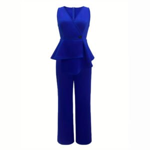 Women's fashion neck vest top elastic waist wide-leg pants knitted two-piece set for women