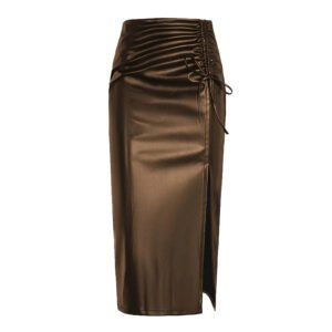 Leather skirt with hips one-step skirt fashionable and neutral sexy slit leather skirt leather skirt leather