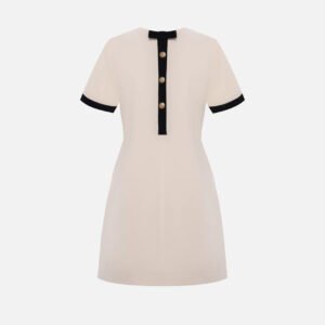 Women's sweet temperament, round neck short-sleeved mini dress with high-end feeling