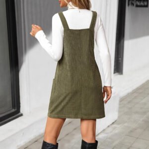 Fashionable and personalized casual dress textured fabric adjustment shoulder strap pocket short strap skirt