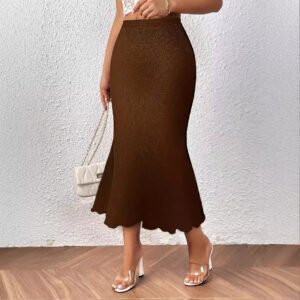 Skirts for women's fashion elegant knitted jacquard elastic hip fishtail skirt long skirt
