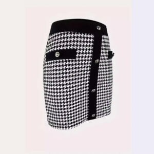 Skirt commuting elegant small fragrance style contrast button elastic skirt short