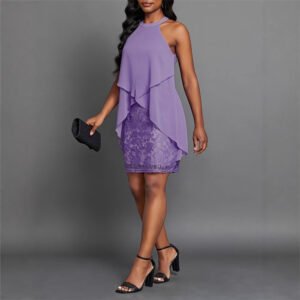 Sexy evening dress for women's halter neck lace slim hip-packing dress