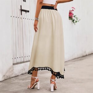 Photographed women's skirt with fringed lace slings and sweet style