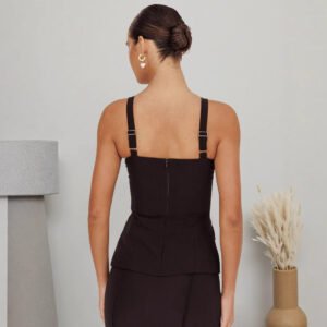 Solid color sleeveless shoulder strap top skirt professional suit two-piece set women's high-end feeling