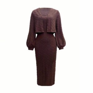 Knitted twisted strap sling skirt women's suit fashionable sexy dress jacket long sleeve two-piece set